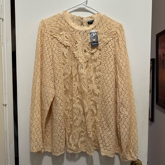 torrid Tops - NWT Torrid tan lace long sleeve top